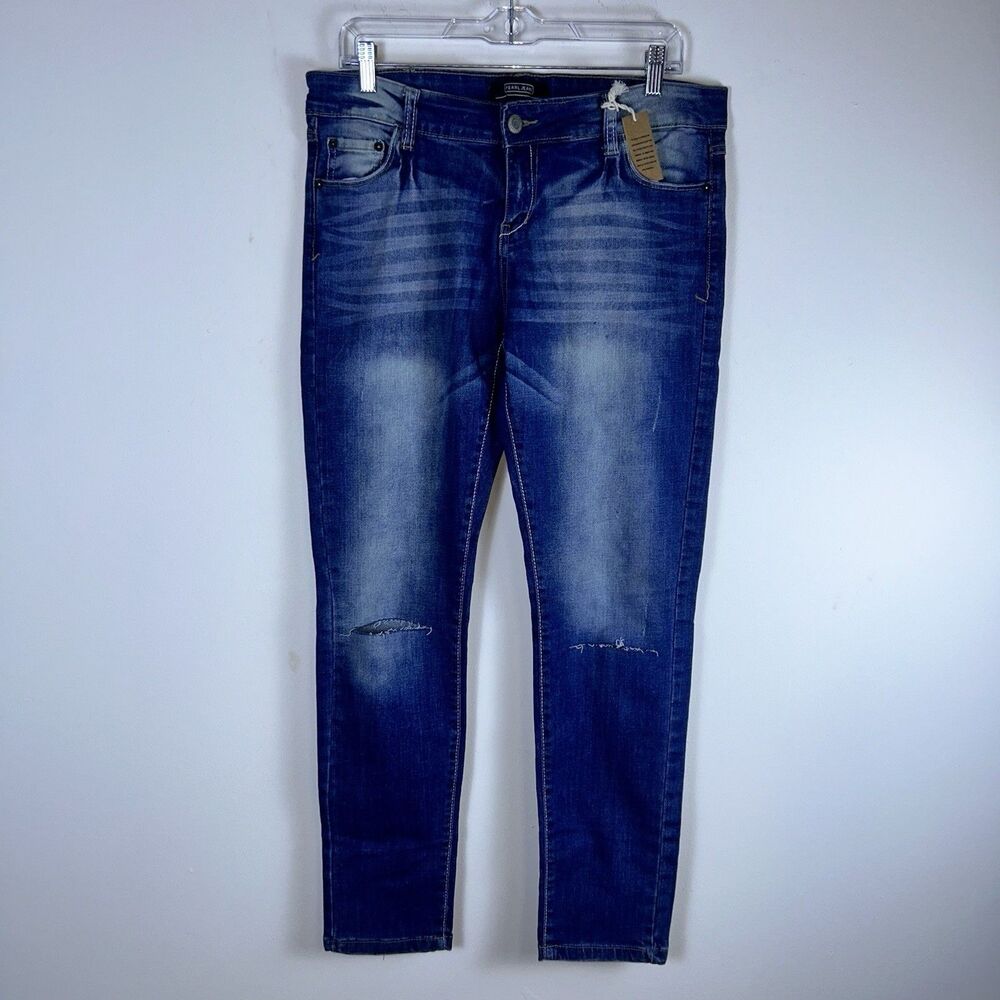 Pearl Jeans Womens 15 Skinny Jeans Distressed Medium Wash Stretch Denim NWT